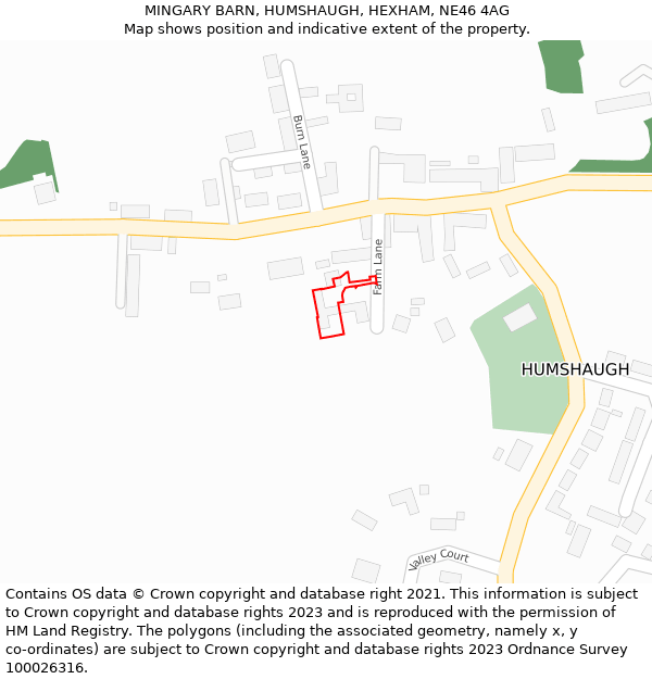 MINGARY BARN, HUMSHAUGH, HEXHAM, NE46 4AG: Location map and indicative extent of plot