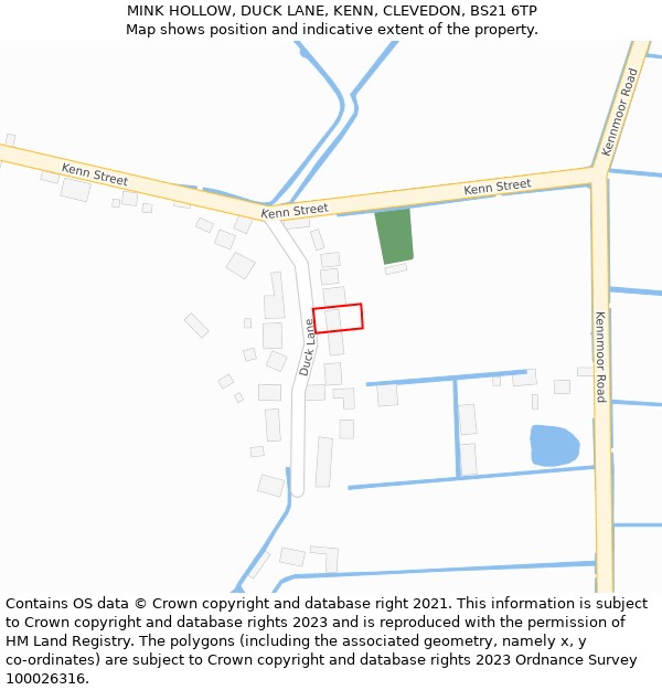 MINK HOLLOW, DUCK LANE, KENN, CLEVEDON, BS21 6TP: Location map and indicative extent of plot