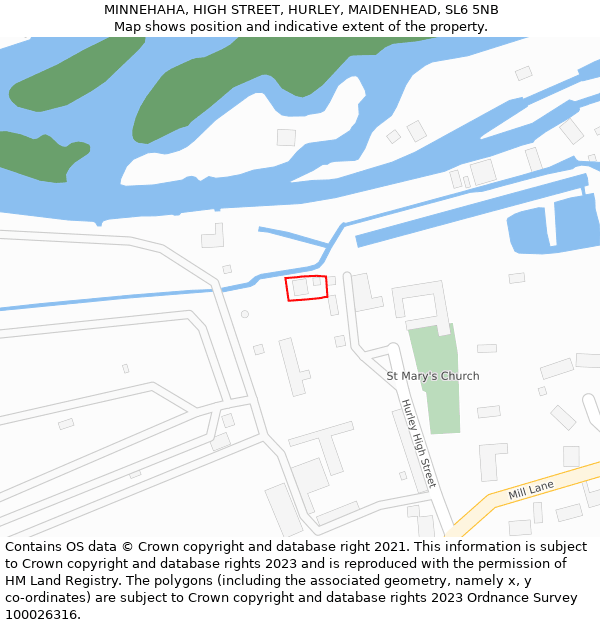 MINNEHAHA, HIGH STREET, HURLEY, MAIDENHEAD, SL6 5NB: Location map and indicative extent of plot