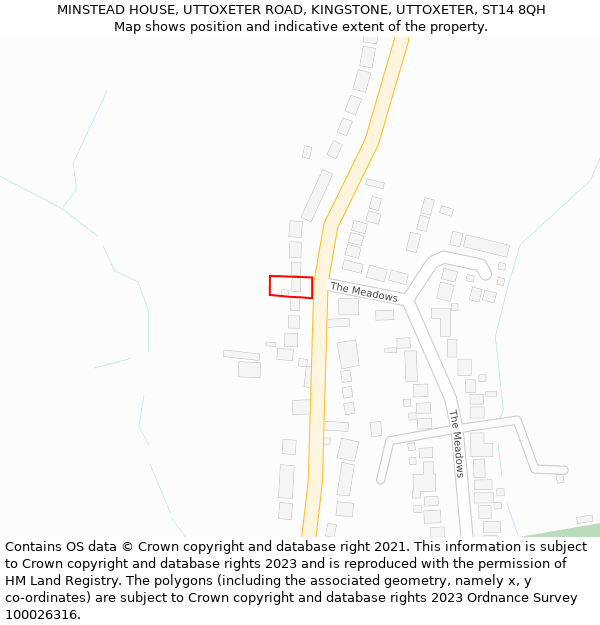 MINSTEAD HOUSE, UTTOXETER ROAD, KINGSTONE, UTTOXETER, ST14 8QH: Location map and indicative extent of plot