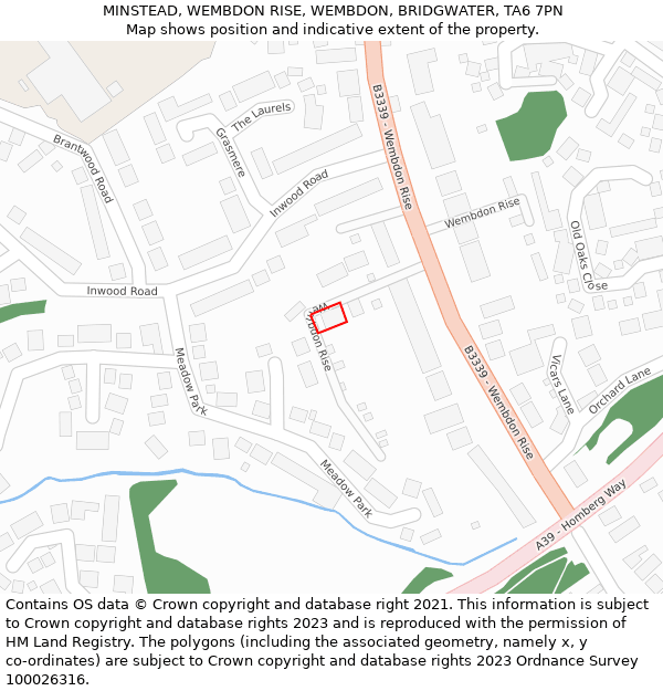 MINSTEAD, WEMBDON RISE, WEMBDON, BRIDGWATER, TA6 7PN: Location map and indicative extent of plot