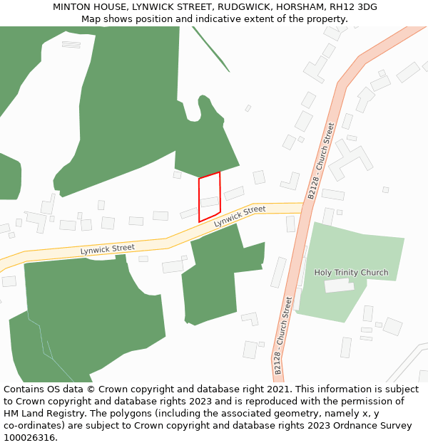MINTON HOUSE, LYNWICK STREET, RUDGWICK, HORSHAM, RH12 3DG: Location map and indicative extent of plot