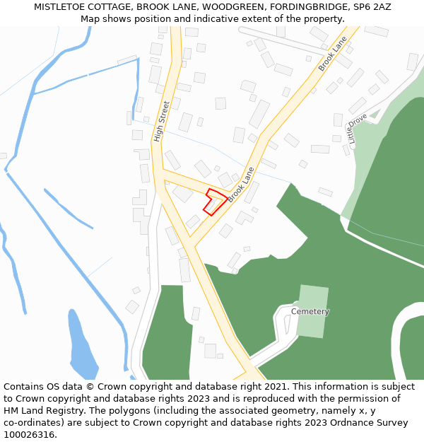 MISTLETOE COTTAGE, BROOK LANE, WOODGREEN, FORDINGBRIDGE, SP6 2AZ: Location map and indicative extent of plot