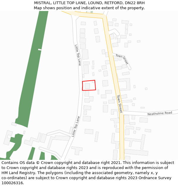 MISTRAL, LITTLE TOP LANE, LOUND, RETFORD, DN22 8RH: Location map and indicative extent of plot