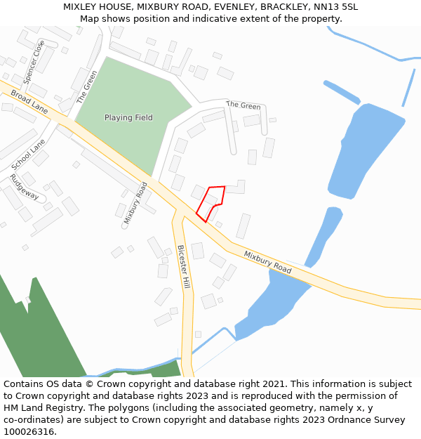 MIXLEY HOUSE, MIXBURY ROAD, EVENLEY, BRACKLEY, NN13 5SL: Location map and indicative extent of plot