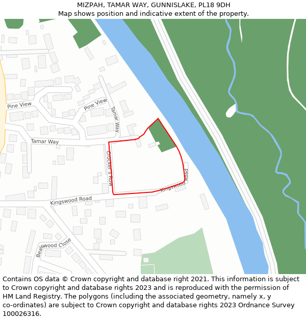 MIZPAH, TAMAR WAY, GUNNISLAKE, PL18 9DH: Location map and indicative extent of plot