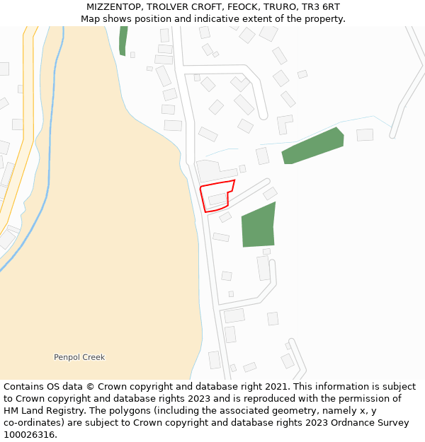 MIZZENTOP, TROLVER CROFT, FEOCK, TRURO, TR3 6RT: Location map and indicative extent of plot