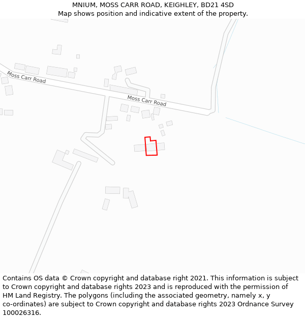 MNIUM, MOSS CARR ROAD, KEIGHLEY, BD21 4SD: Location map and indicative extent of plot