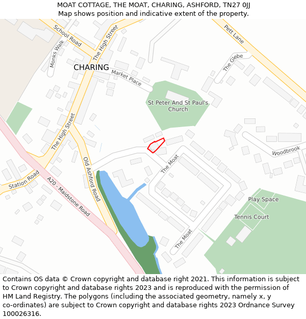 MOAT COTTAGE, THE MOAT, CHARING, ASHFORD, TN27 0JJ: Location map and indicative extent of plot