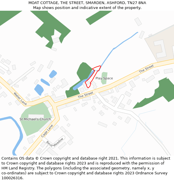 MOAT COTTAGE, THE STREET, SMARDEN, ASHFORD, TN27 8NA: Location map and indicative extent of plot