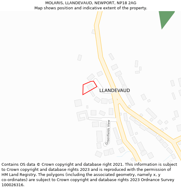MOLARIS, LLANDEVAUD, NEWPORT, NP18 2AG: Location map and indicative extent of plot
