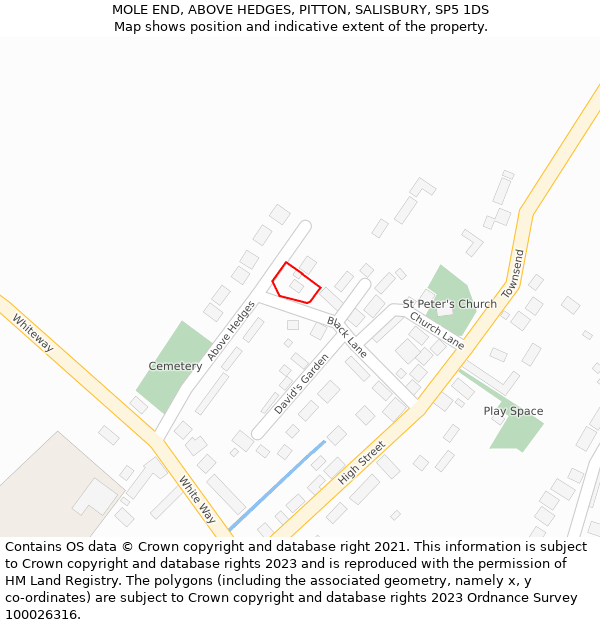 MOLE END, ABOVE HEDGES, PITTON, SALISBURY, SP5 1DS: Location map and indicative extent of plot