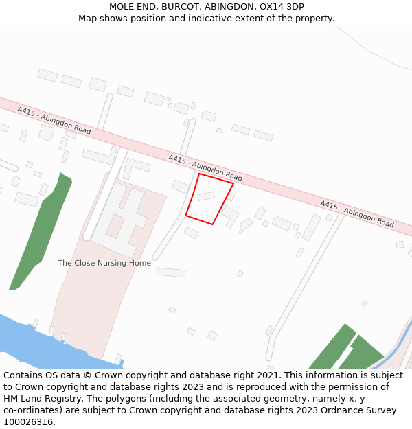 MOLE END, BURCOT, ABINGDON, OX14 3DP: Location map and indicative extent of plot