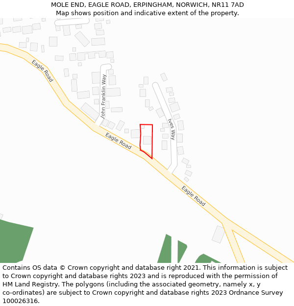MOLE END, EAGLE ROAD, ERPINGHAM, NORWICH, NR11 7AD: Location map and indicative extent of plot