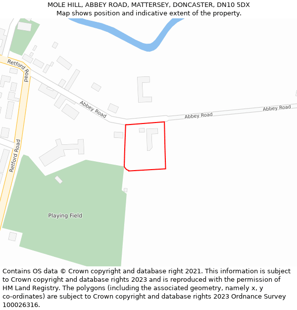 MOLE HILL, ABBEY ROAD, MATTERSEY, DONCASTER, DN10 5DX: Location map and indicative extent of plot