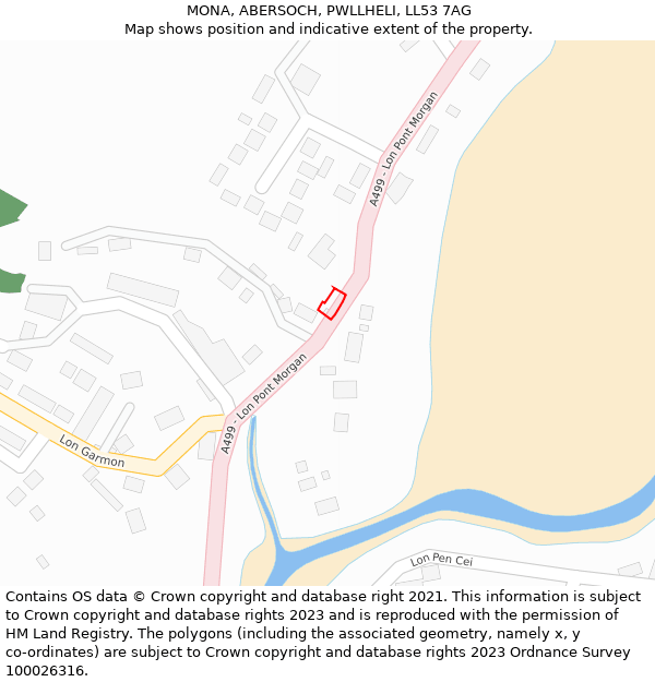 MONA, ABERSOCH, PWLLHELI, LL53 7AG: Location map and indicative extent of plot