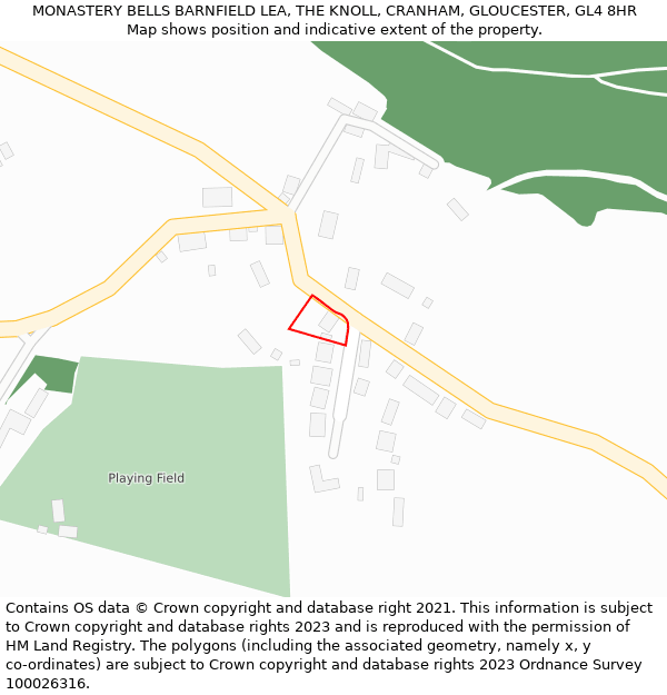 MONASTERY BELLS BARNFIELD LEA, THE KNOLL, CRANHAM, GLOUCESTER, GL4 8HR: Location map and indicative extent of plot