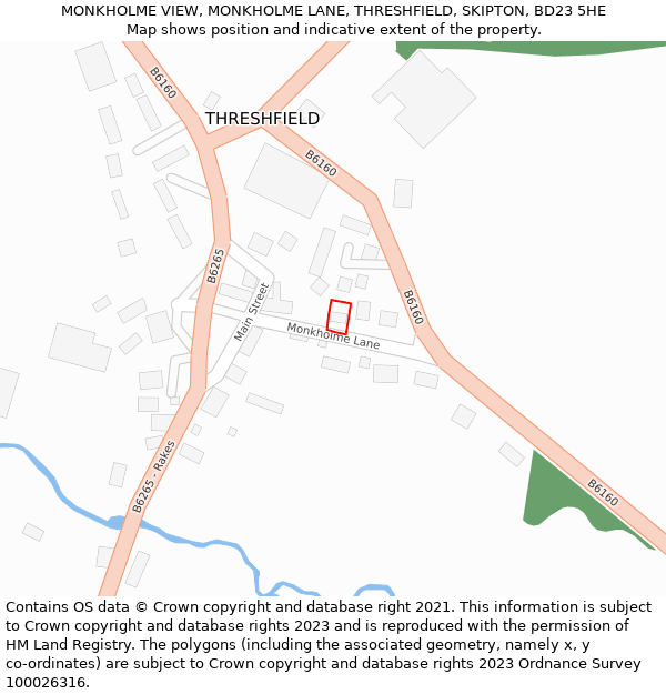 MONKHOLME VIEW, MONKHOLME LANE, THRESHFIELD, SKIPTON, BD23 5HE: Location map and indicative extent of plot