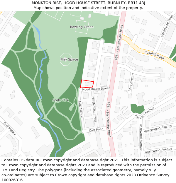 MONKTON RISE, HOOD HOUSE STREET, BURNLEY, BB11 4RJ: Location map and indicative extent of plot