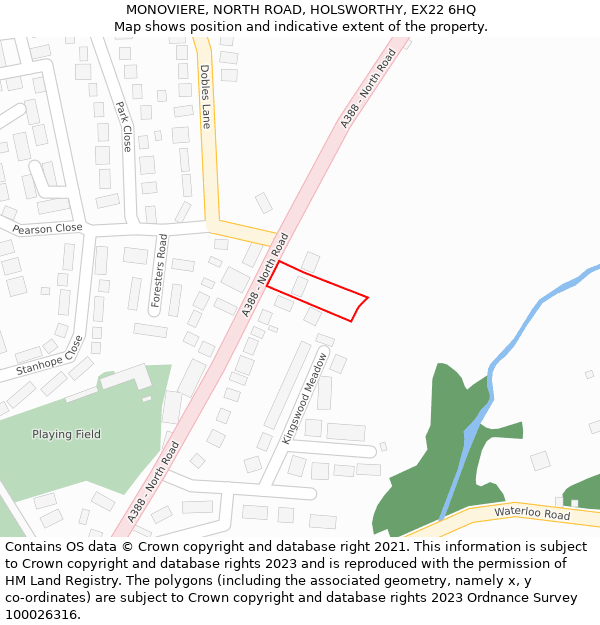 MONOVIERE, NORTH ROAD, HOLSWORTHY, EX22 6HQ: Location map and indicative extent of plot