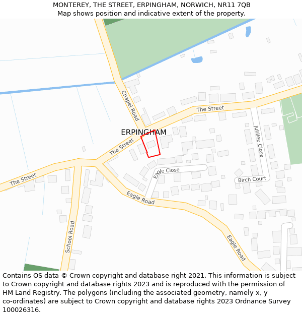 MONTEREY, THE STREET, ERPINGHAM, NORWICH, NR11 7QB: Location map and indicative extent of plot