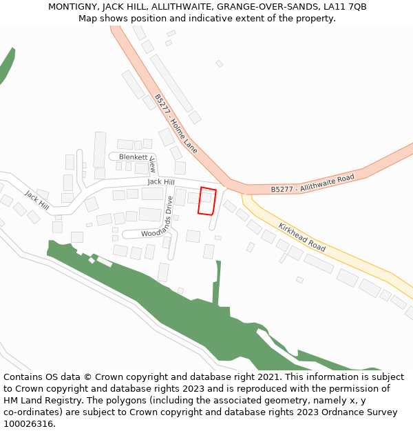 MONTIGNY, JACK HILL, ALLITHWAITE, GRANGE-OVER-SANDS, LA11 7QB: Location map and indicative extent of plot