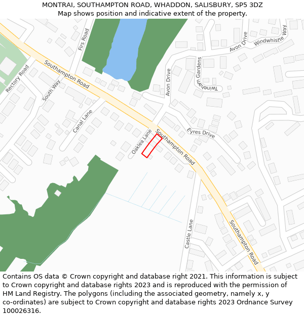 MONTRAI, SOUTHAMPTON ROAD, WHADDON, SALISBURY, SP5 3DZ: Location map and indicative extent of plot