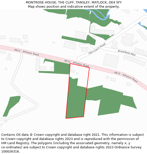 MONTROSE HOUSE, THE CLIFF, TANSLEY, MATLOCK, DE4 5FY: Location map and indicative extent of plot