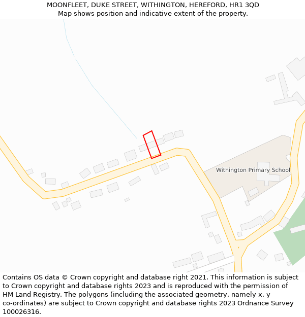 MOONFLEET, DUKE STREET, WITHINGTON, HEREFORD, HR1 3QD: Location map and indicative extent of plot