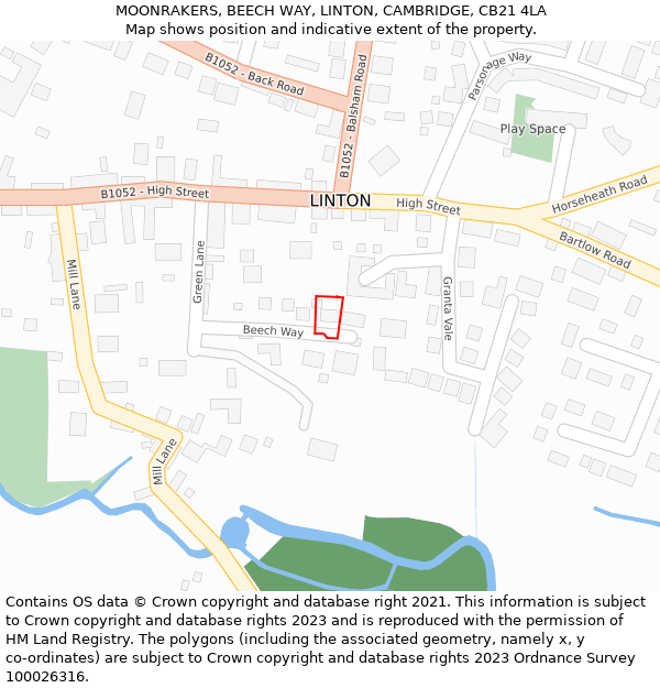 MOONRAKERS, BEECH WAY, LINTON, CAMBRIDGE, CB21 4LA: Location map and indicative extent of plot