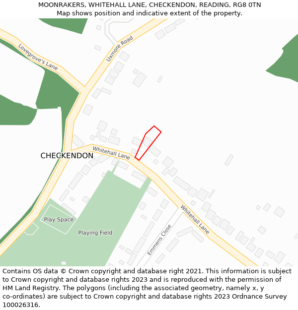 MOONRAKERS, WHITEHALL LANE, CHECKENDON, READING, RG8 0TN: Location map and indicative extent of plot