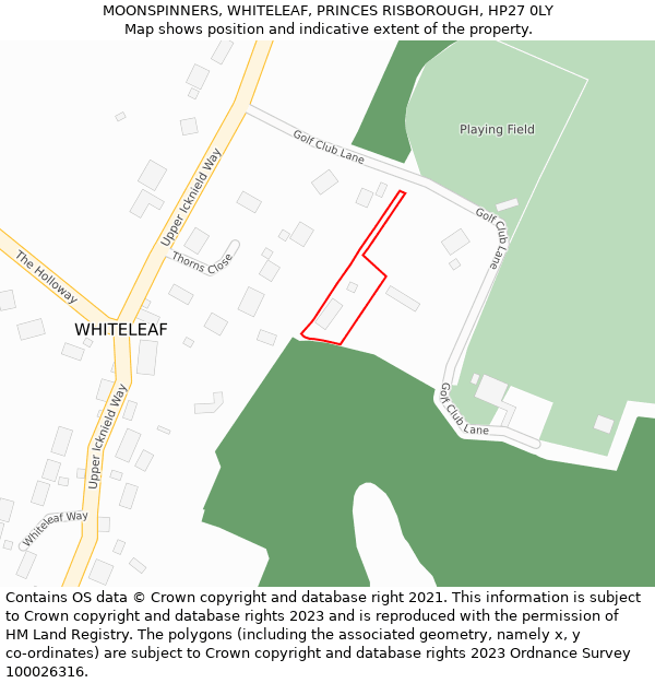 MOONSPINNERS, WHITELEAF, PRINCES RISBOROUGH, HP27 0LY: Location map and indicative extent of plot