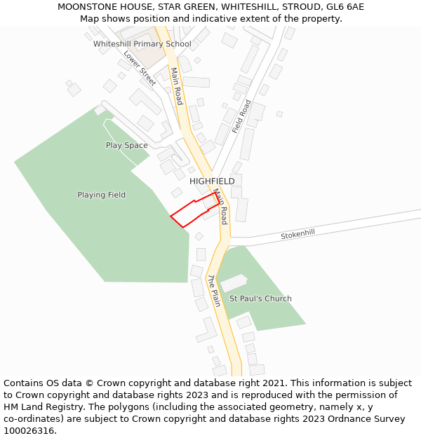 MOONSTONE HOUSE, STAR GREEN, WHITESHILL, STROUD, GL6 6AE: Location map and indicative extent of plot