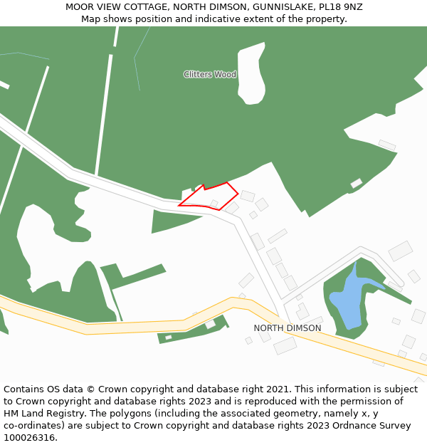 MOOR VIEW COTTAGE, NORTH DIMSON, GUNNISLAKE, PL18 9NZ: Location map and indicative extent of plot