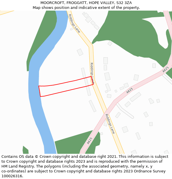 MOORCROFT, FROGGATT, HOPE VALLEY, S32 3ZA: Location map and indicative extent of plot