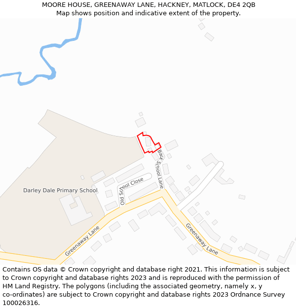 MOORE HOUSE, GREENAWAY LANE, HACKNEY, MATLOCK, DE4 2QB: Location map and indicative extent of plot