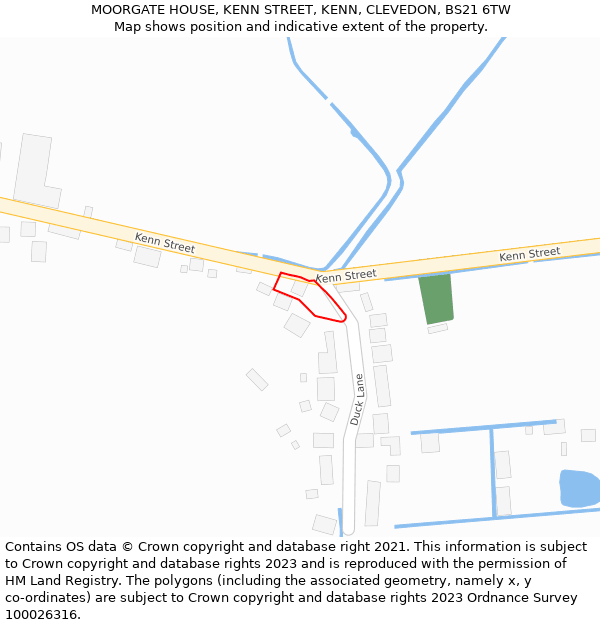 MOORGATE HOUSE, KENN STREET, KENN, CLEVEDON, BS21 6TW: Location map and indicative extent of plot