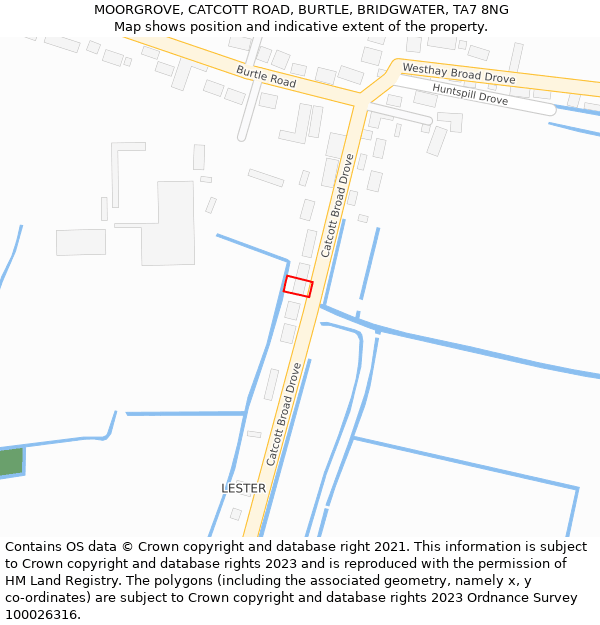 MOORGROVE, CATCOTT ROAD, BURTLE, BRIDGWATER, TA7 8NG: Location map and indicative extent of plot