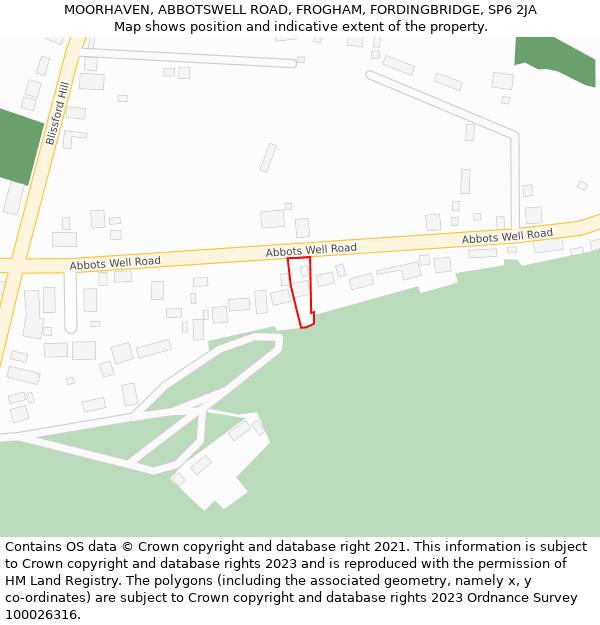 MOORHAVEN, ABBOTSWELL ROAD, FROGHAM, FORDINGBRIDGE, SP6 2JA: Location map and indicative extent of plot