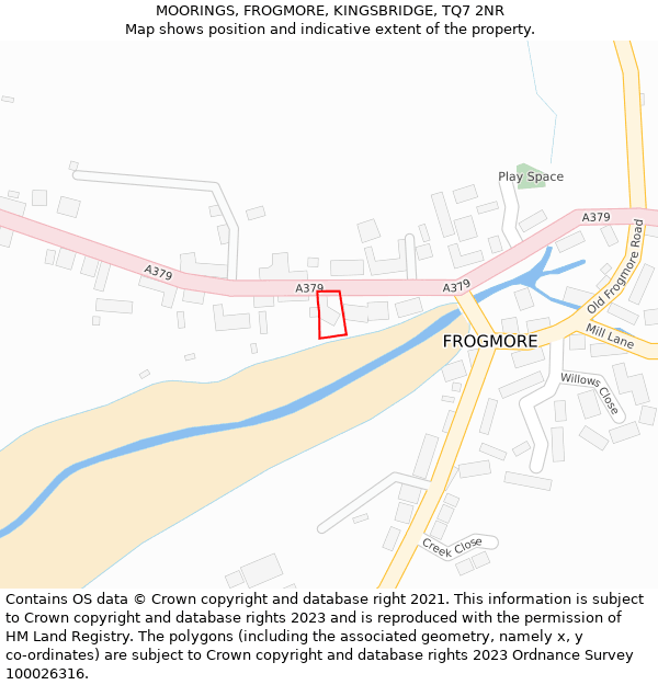 MOORINGS, FROGMORE, KINGSBRIDGE, TQ7 2NR: Location map and indicative extent of plot