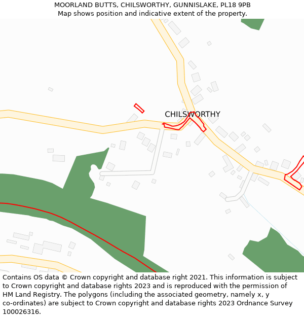 MOORLAND BUTTS, CHILSWORTHY, GUNNISLAKE, PL18 9PB: Location map and indicative extent of plot