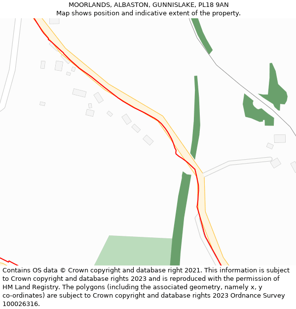 MOORLANDS, ALBASTON, GUNNISLAKE, PL18 9AN: Location map and indicative extent of plot