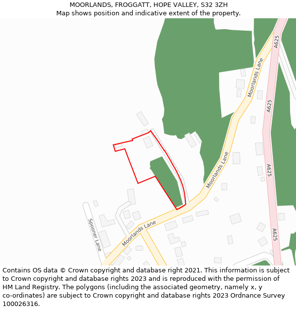 MOORLANDS, FROGGATT, HOPE VALLEY, S32 3ZH: Location map and indicative extent of plot