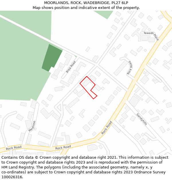 MOORLANDS, ROCK, WADEBRIDGE, PL27 6LP: Location map and indicative extent of plot