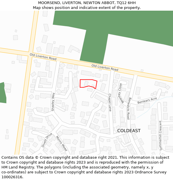 MOORSEND, LIVERTON, NEWTON ABBOT, TQ12 6HH: Location map and indicative extent of plot