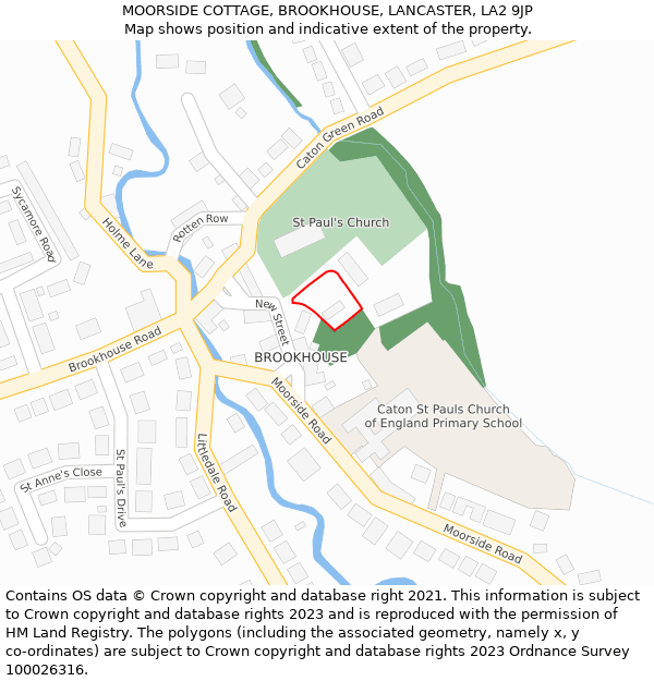 MOORSIDE COTTAGE, BROOKHOUSE, LANCASTER, LA2 9JP: Location map and indicative extent of plot