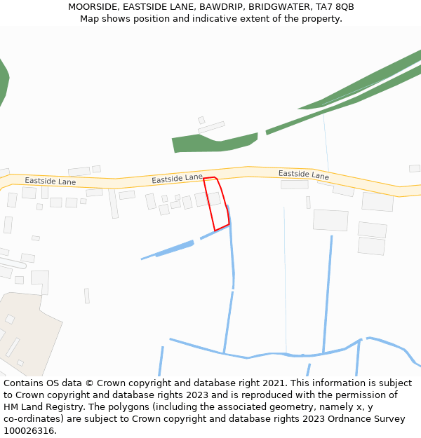 MOORSIDE, EASTSIDE LANE, BAWDRIP, BRIDGWATER, TA7 8QB: Location map and indicative extent of plot