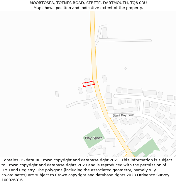 MOORTOSEA, TOTNES ROAD, STRETE, DARTMOUTH, TQ6 0RU: Location map and indicative extent of plot