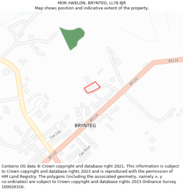 MOR AWELON, BRYNTEG, LL78 8JR: Location map and indicative extent of plot