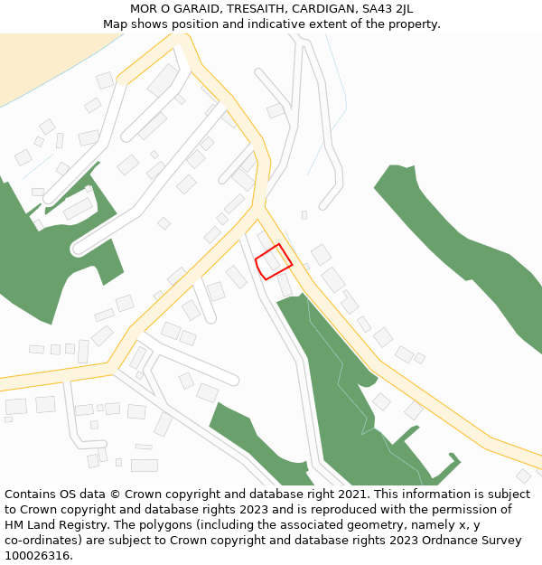 MOR O GARAID, TRESAITH, CARDIGAN, SA43 2JL: Location map and indicative extent of plot